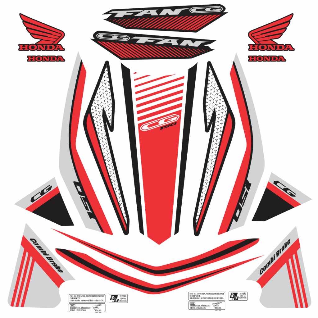 KIT - ADESIVO PARA MOTO - CG FAN 150 - VERMELHO - 2022