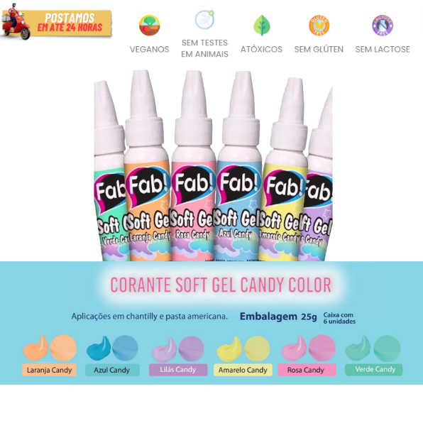 Corante Soft Gel Fab 25g Alimenticio Para Bolo Torta Cupcake Chantilly Glacê Confeitaria
