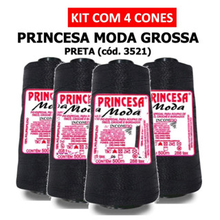 KIT 4 LINHAS - PRINCESA MODA GROSSA PRETA (3521) / Crochê / Artesanato / Tranças para cabelo / Incomfio em Oferta na Shopee