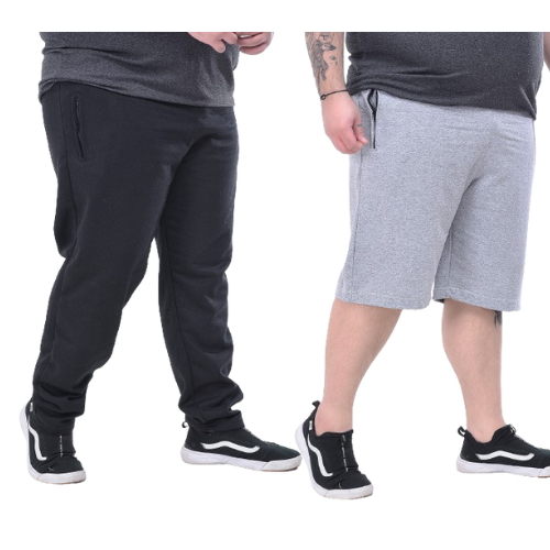 KIT 1 CALÇA MOLETOM EXTRA GRANDE E 1 BERMUDA MOLETINHO EXTRA GRANDE