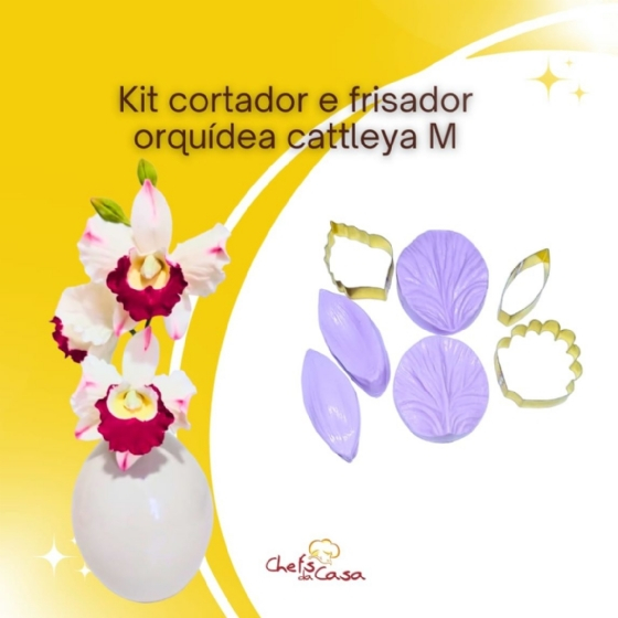Kit cortador e frisador orquídea cattleya com 03 pcs