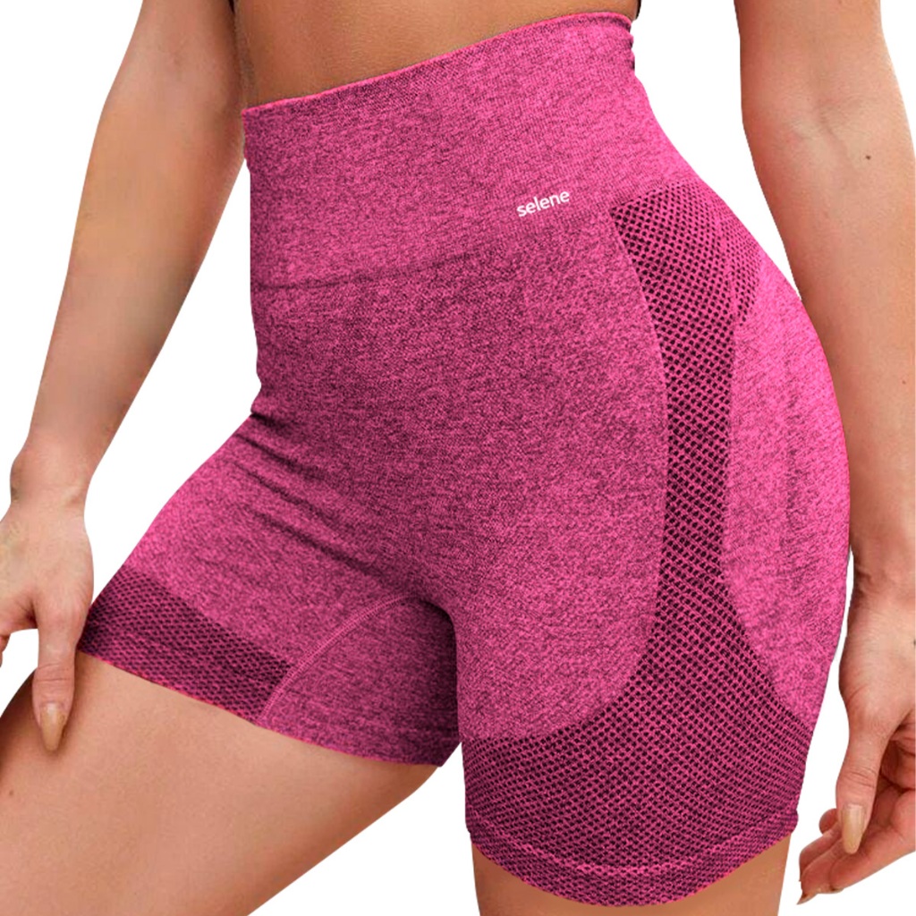 Shorts Selene Empina Levanta Bumbum Academia Fitness Sem Costura Sem Transparência Leg Pol...