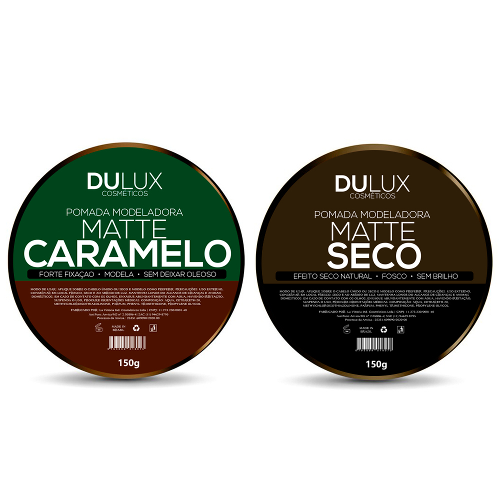 01 Cera Modeladora Efeito Matte Seco 130g Dulux + 01 Cera Modeladora Dulux Matte Caramelo 150g Cabelo E Barba em Oferta na Shopee