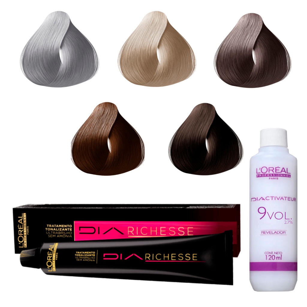 Kit Tonalizante Diarichesse 80g + Revelador 9 de 120ml | Escolha o Tom | L'Oréal Professionnel