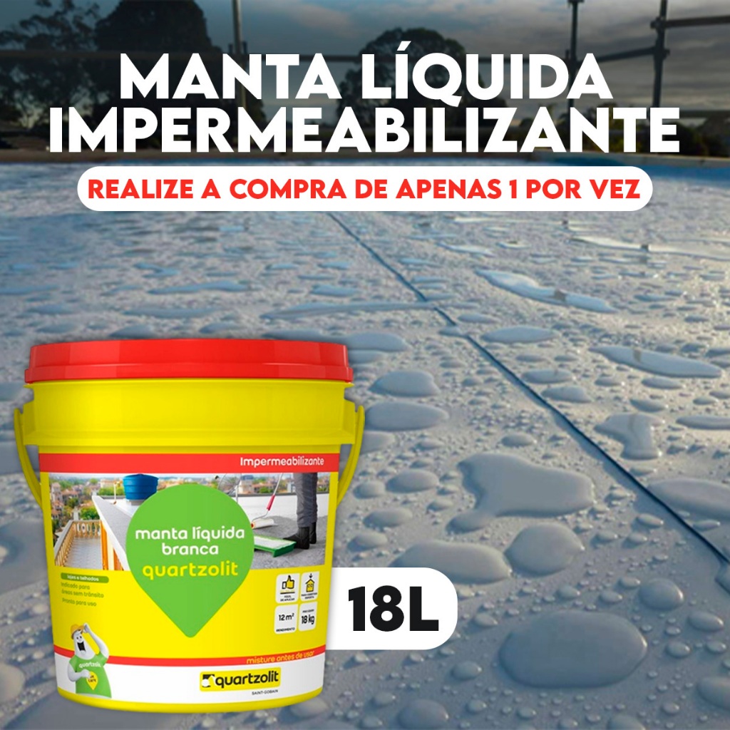 Borracha manta Líquida Quartzolit 18kg - Impermeabilizante Elástico 18kg Branca