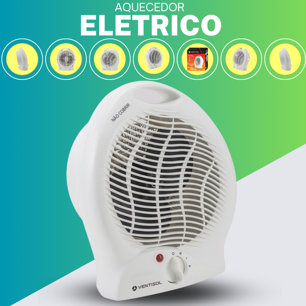 Aquecedor Ambiente Portátil de tomada Elétrico 127v ou 220v A1 Portátil Branco Ventisol p/ cozinha , salas , escritorio, escola quarto e casa