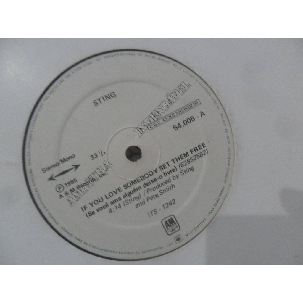 STING = IF LOVE SOMEBODY SET THEM FREE/ DISCO MIX; VINIL