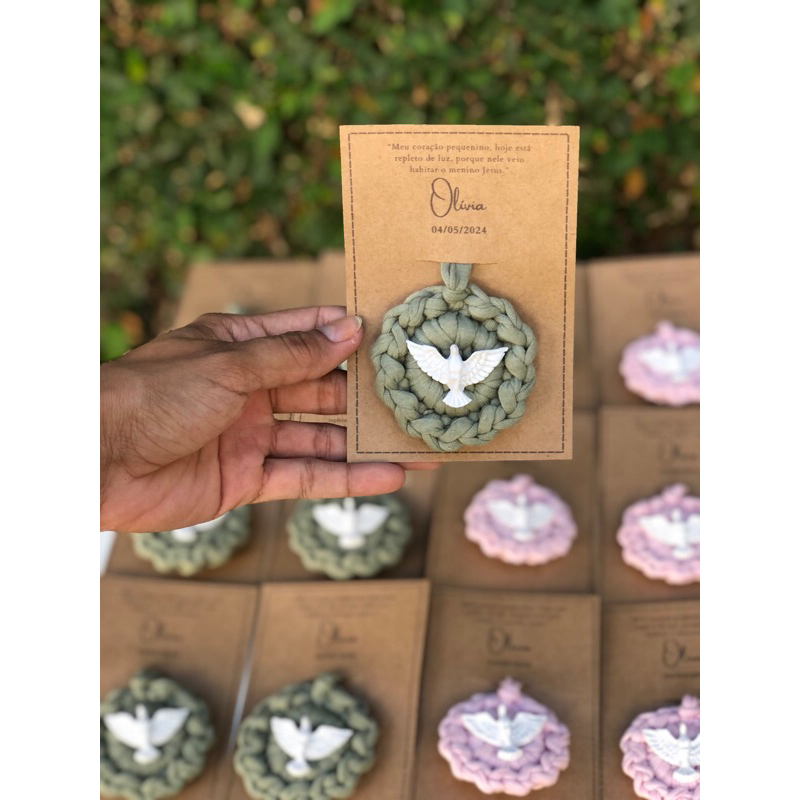 Kit 10 Mandala PREMIUM Chaveiro aplique Divino Espírito Santo cartão personalizado Batizado Casamento Lembrancinha em Oferta na Shopee