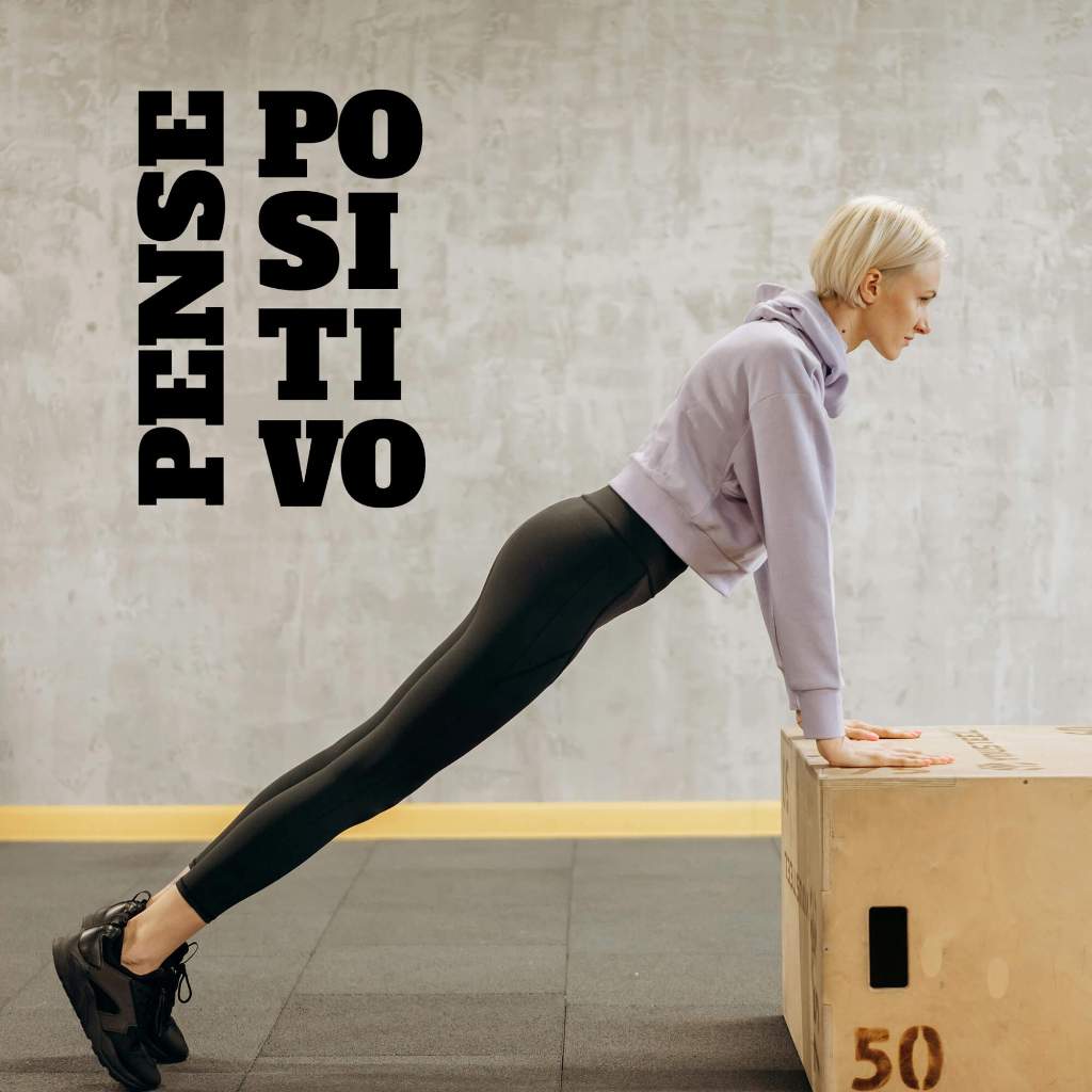 Adesivo de Parede Frase Pense Positivo Academia Porta Pilates