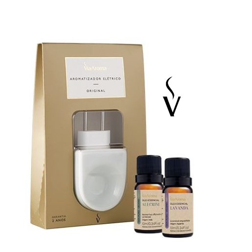 Kit Difusor Aromatizador Elétrico Original Porcelana + 2 Óleos Essenciais Aromaterapia  Vi...