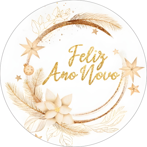 Painel Festa Infantil Redondo Feliz Ano Novo Dourado Brilho Glitter Rose + Arco, Suporte incluso. Fazemos personalizado com qualquer tema. Confeccionado em Lona fosca, impressão de alta resolução. cenário Circular p/ Decoraçõe