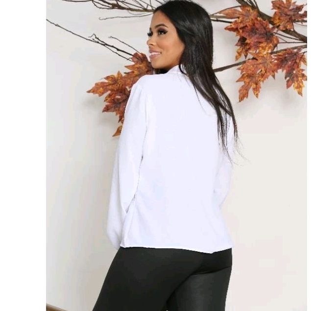 blusa branca femenino kits Gola laço fotos reales