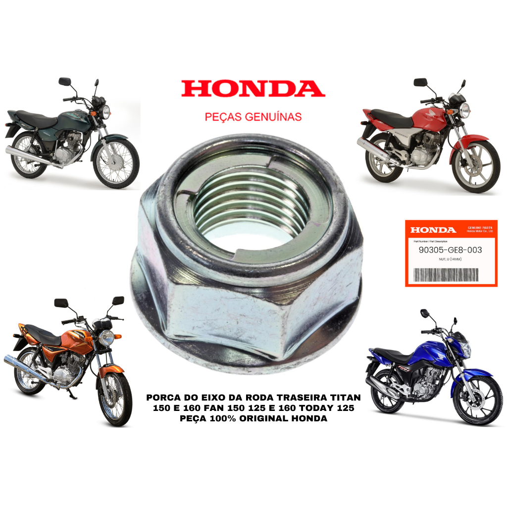 porca da roda traseira cg 125 today cg titan 150 e cg 125, fan 160 titan 160 cargo 150 e 160 peça 100% original honda