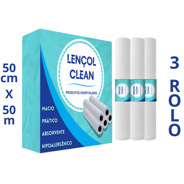 Kit 3 Lençol Descartável Papel Hospitalar Maca 50x50mt - 3 Rolos em Oferta na Shopee