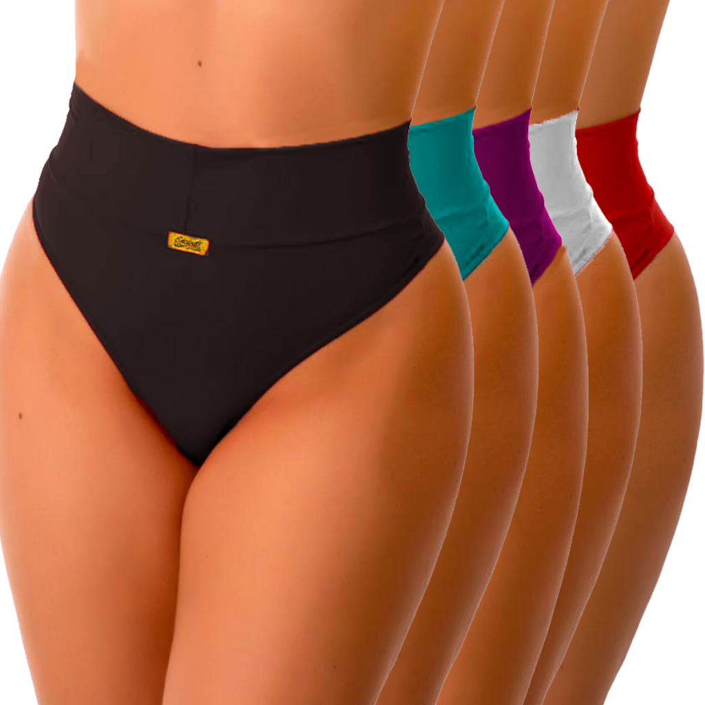 Kit Calcinhas Cós Alto Lisas Define Barriga Fio Duplo Calcinha Levanta Bumbum em Oferta na Shopee