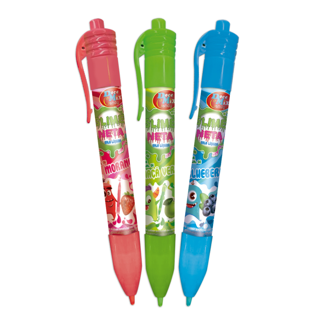 BALA LIQUIDA EM FORMATO DE CANETA ( SLIME NETA) 7G DISPLAY COM 15 UNIDADES