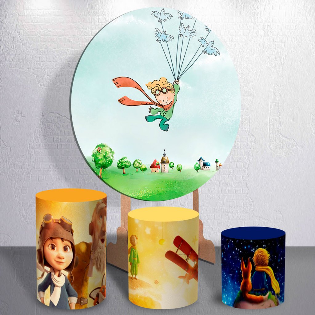 Festa Tema Aventura Painel Infantil Príncipe Para Meninos Redondo Retângulo Trio Cilindro Completo