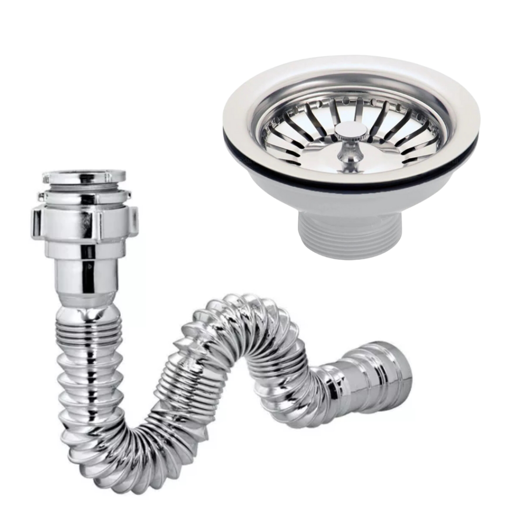 Válvula Pia Cozinha Americana Inox 3. 1/2 + Sifão Flexível em Oferta na Shopee