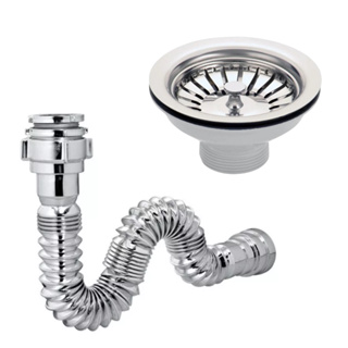 Válvula Pia Cozinha Americana Inox 3. 1/2 + Sifão Flexível em Oferta na Shopee