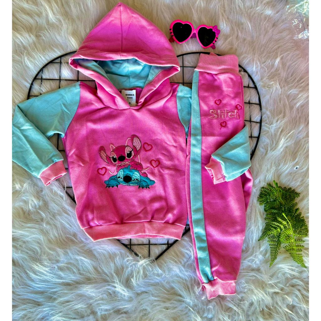 Conjunto moletom Stitch infantil menina inverno Tam. 2 a 9 anos