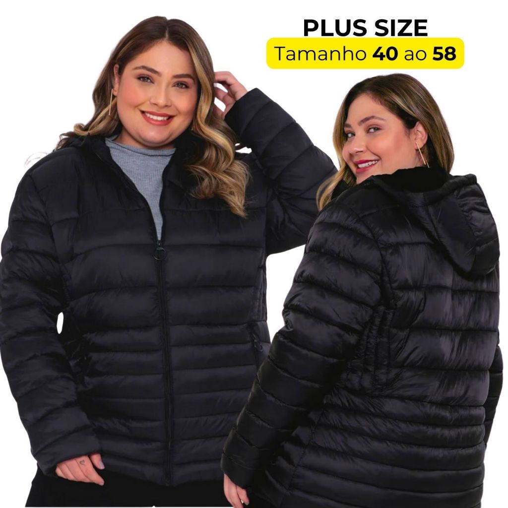 Jaqueta Feminina Plus Size Jaqueta Puffer Feminino Blusa de Frio Plus Size Bobojaco Femini...