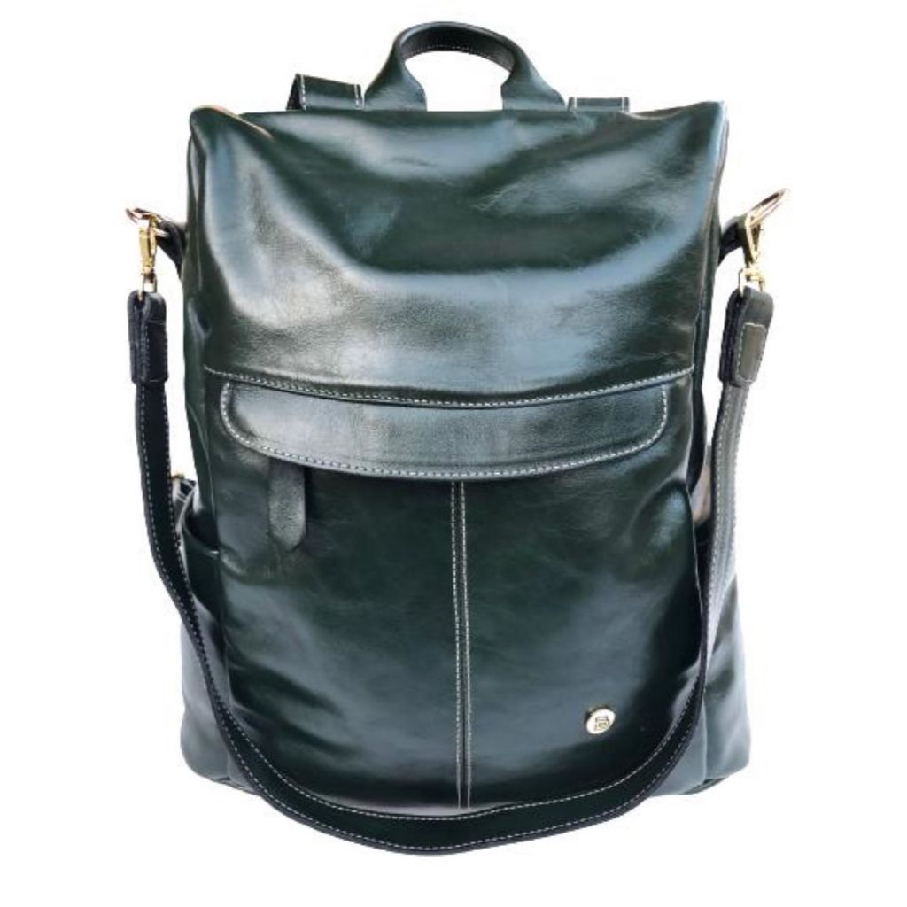 Mochila Bolsa de Couro Legítimo Costas Transversal Luxuosa Garantia Antifurto Blogueira Garantia