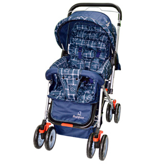 Carrinho Bebê Passeio Reclinável  Berço Alça Reversível com Mosquiteiro Azul Marinho+Bolsa em Oferta na Shopee