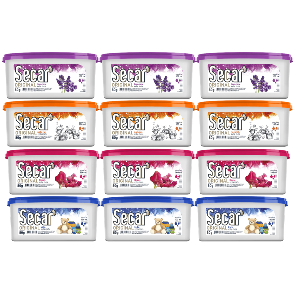 Kit 12un Anti Mofo Secar 80g Original Desumidificador Evita Umidade Fungos Cheiro Guarda Armários