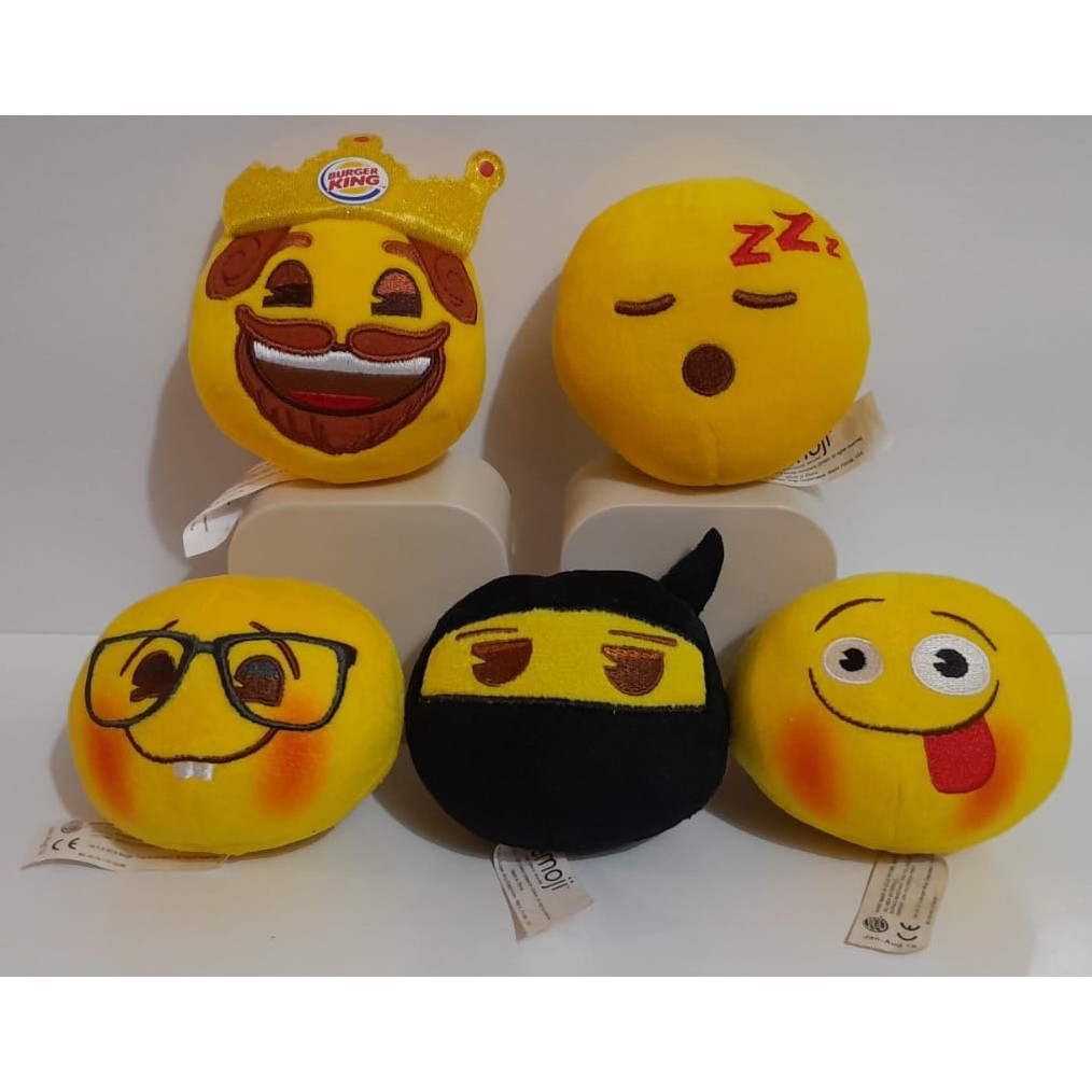 Bonecos em Pelúcia dos Personagens da Coleção Emoji - Burger King - 2019