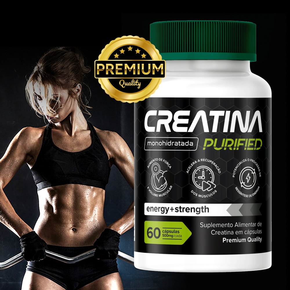 Creatina Monohidratada Purified 100% Pura 60 Cápsulas Melhor Que Integralmedica Max Titanium Probiotica BlackSkull