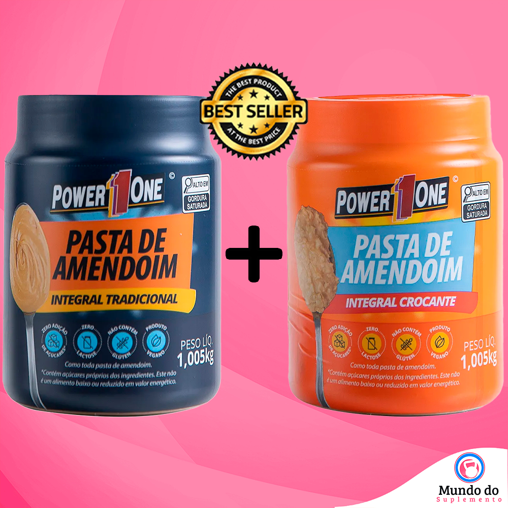 Kit 2x Pasta de Amendoim 1kg - Todos os Sabores - Power One em Oferta na Shopee