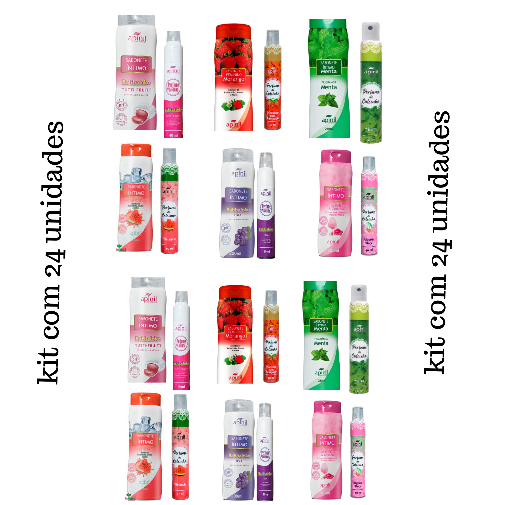 Kit com 24 unidades 12 Perfume de Calcinha +  12 Sabonete íntimo