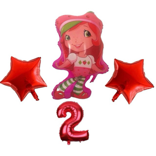 kit C/4 Balões Morango Moranguinho Corpo 70Cm/Numero 40Cm em Oferta na Shopee