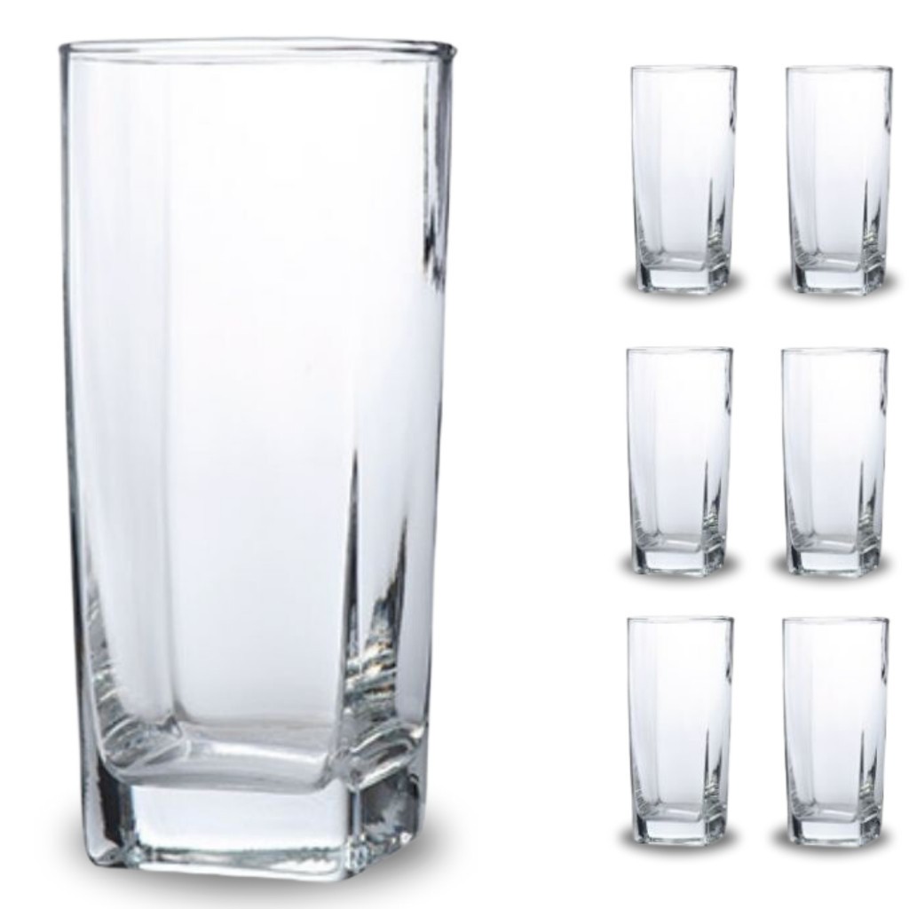 Jogo De 6 Copos Vidro Bali Quadrado Luxo Transparente em Oferta na Shopee