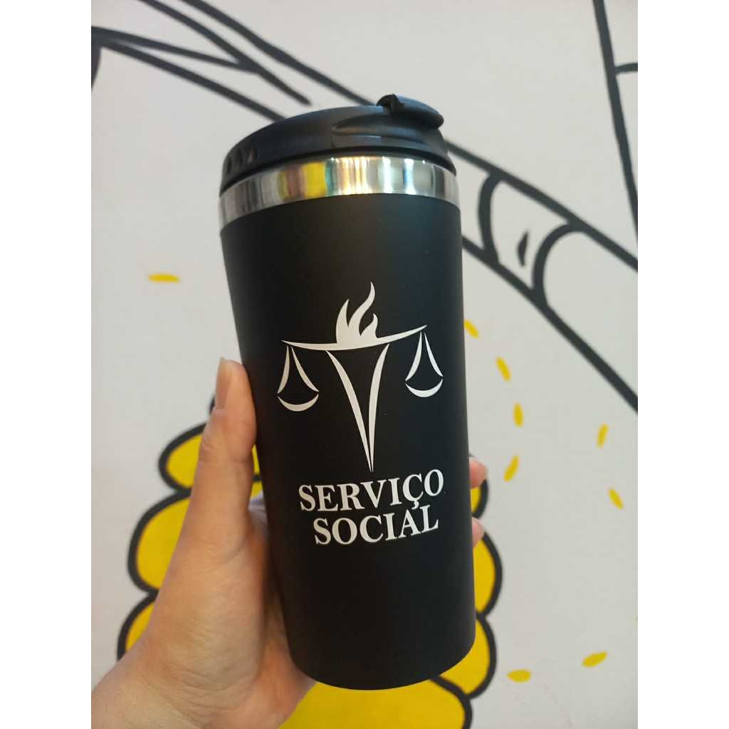 COPO TÉRMICO EMBORRACHADO PROFISSÃO SERVIÇO SOCIAL 450ML BRASFOOT