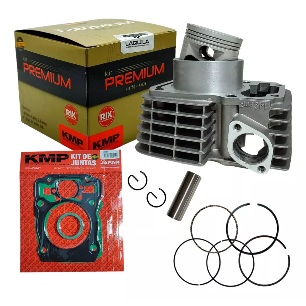 Kit Cilindro Motor Cg150 Titan Fan Nxr150 Bros Kmp Premium em Oferta na Shopee