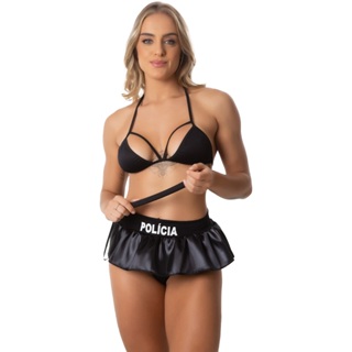 Lingerie Sensual Conjunto Fantasia Policia em Oferta na Shopee