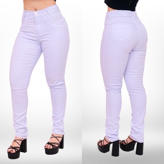 Calça Jeans Skinny Feminina Branca Cintura Alta Levanta Bumbum Feminino Com Lycra Elastano Jeans Premium