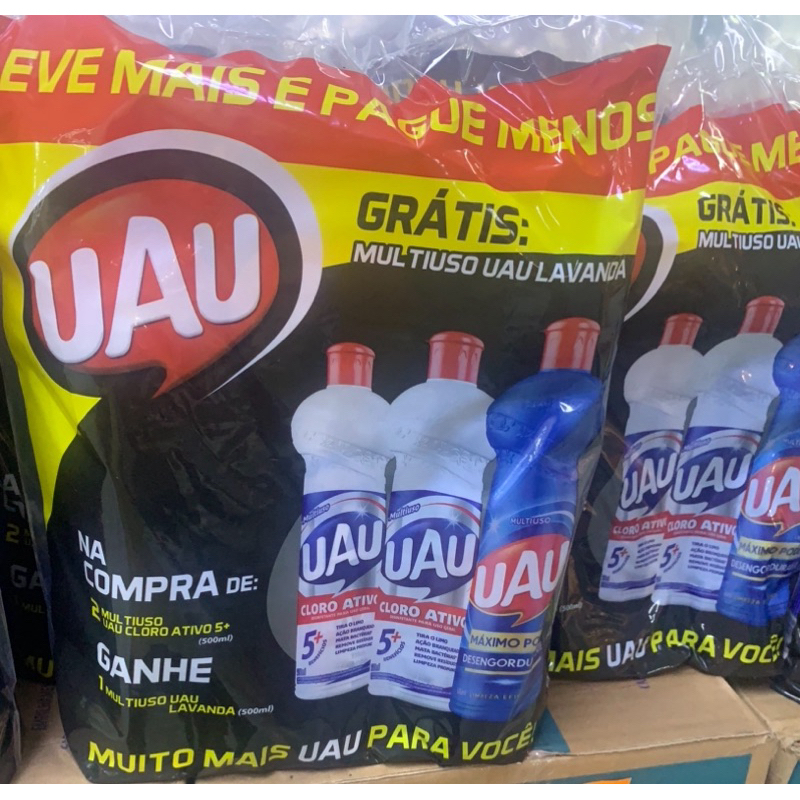 Kit Limpador UAU 2 Cloro Ativo + 1 Lavanda 500ml em Oferta na Shopee