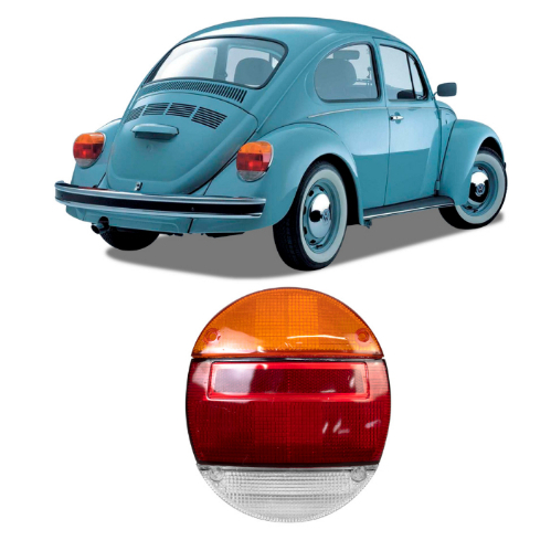 PAR LENTE DA LANTERNA TRASEIRA VW FUSCA 1600 FAFA VERMELHA/AMBAR RE CRISTAL LADO DIREITO/ LADO ESQUERDO