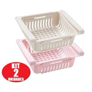 Kit Cesto Retratil Orgaizador de Geladeira Multi Uso Para Armazenar Frutas Ovos Lanches Legumes Temperos Em Geral em Oferta na Shopee