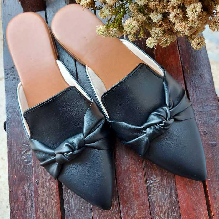 Mule Feminino Gota Serena Sapatilha Sapato Mocassim Muller Bico Fino com Laço