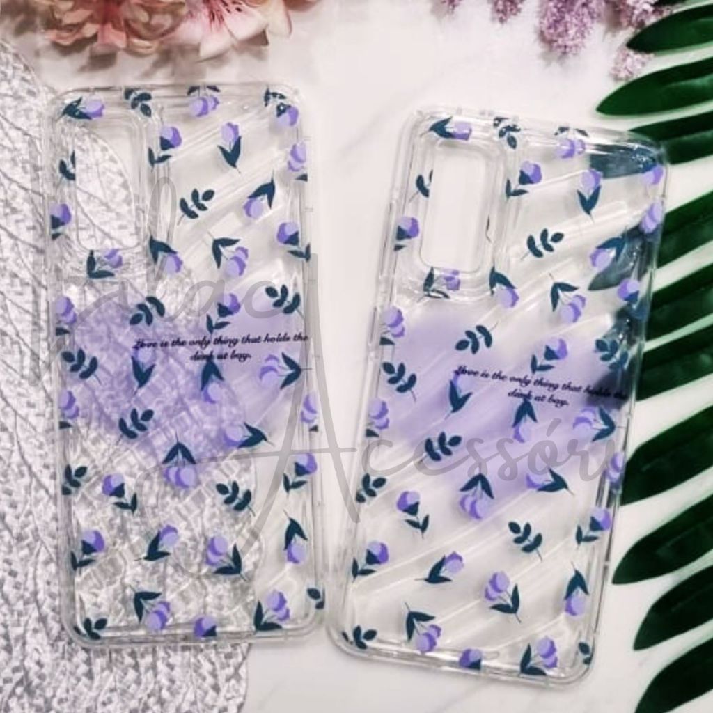 Capa para Samsung A03 Core A04e A04s A13 4G A10s A14 A24 A30s/A50/A50s A34 A54 M14 M54 S20 FE Marmorizada tulipas roxas