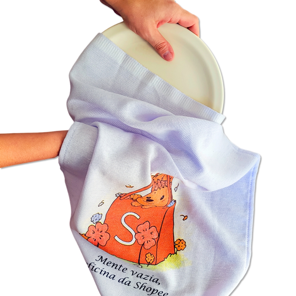 Pano De Prato Estampado Bainha Shopito Oficial Kit Com 10 Peças em Oferta na Shopee