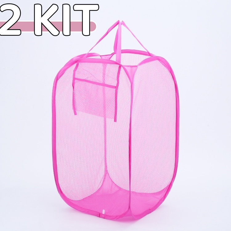 KIT 2 Cesto De Brinquedos 40x40x70cm Rosa Promoção Dobrável Para Roupas e Brinquedos Cesto em Oferta na Shopee