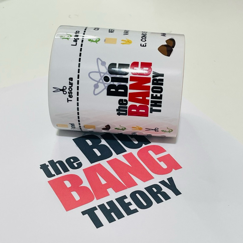 Caneca porcelana the Big Bang theory pedra papel tesoura spock lagarto