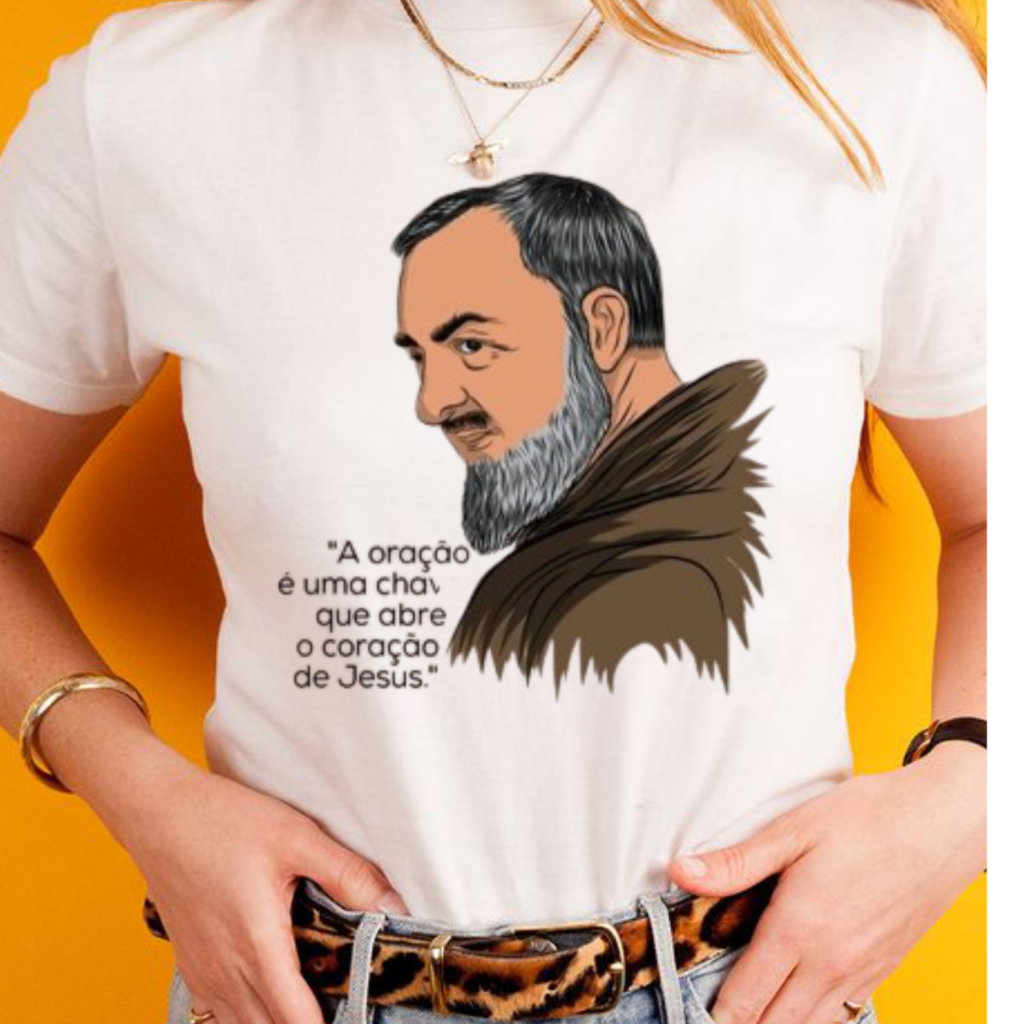 Blusa tshirt feminina SÃO PADRE PIO, Sagrada Familia,São Jose, Maria,Jesus camiseta tshirt cristã, gospel plus size