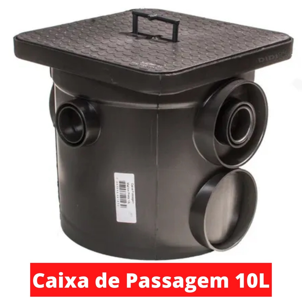 Caixa De Passagem Inspeção De Esgoto Preta 10 Litros Mallton Envio Ja