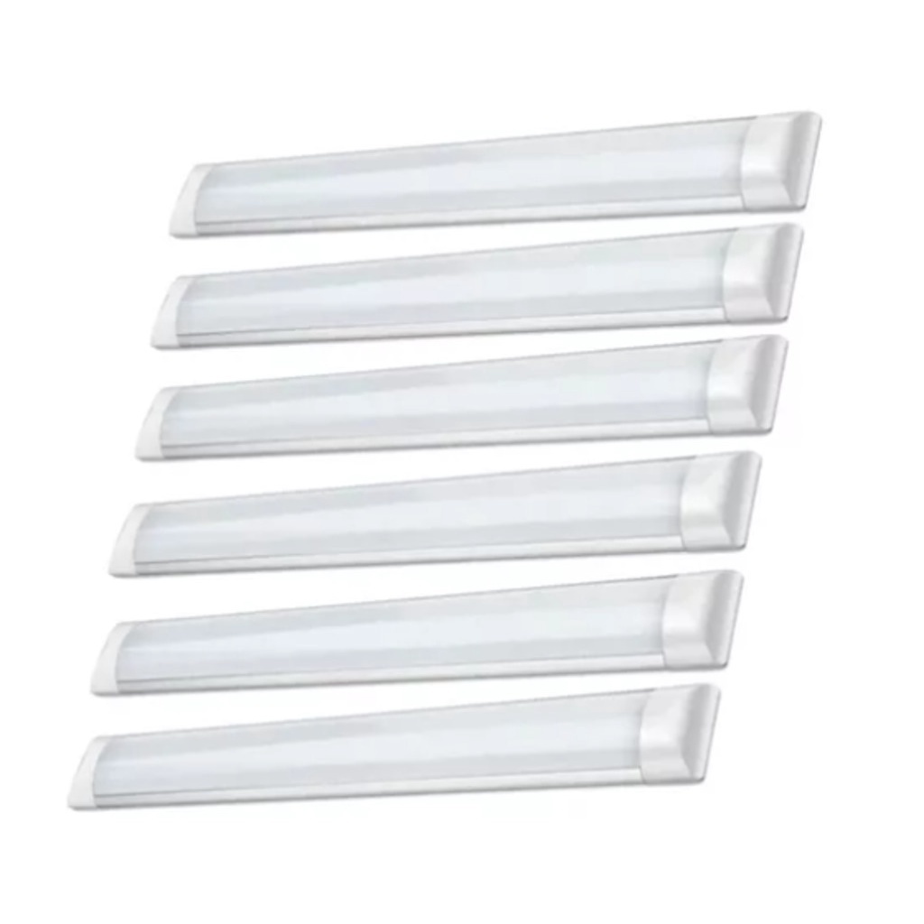 kit 6 Luminária slim Linear Led 18w 60cm branco Frio calha Tubular Sobrepor Envio Já
