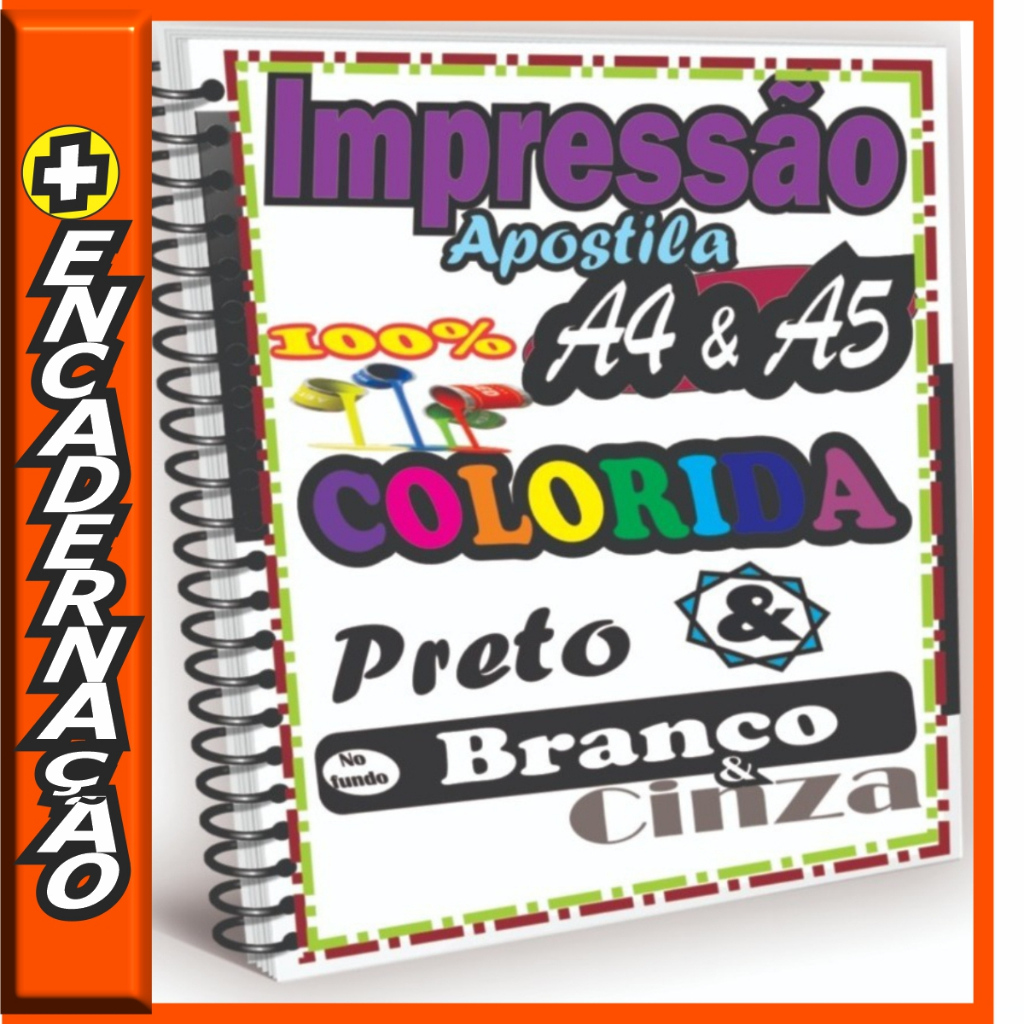 Impressão de Apostila com Até 400 páginas Frente e Verso Color ou Preto e Branco com Encadernação em Oferta na Shopee